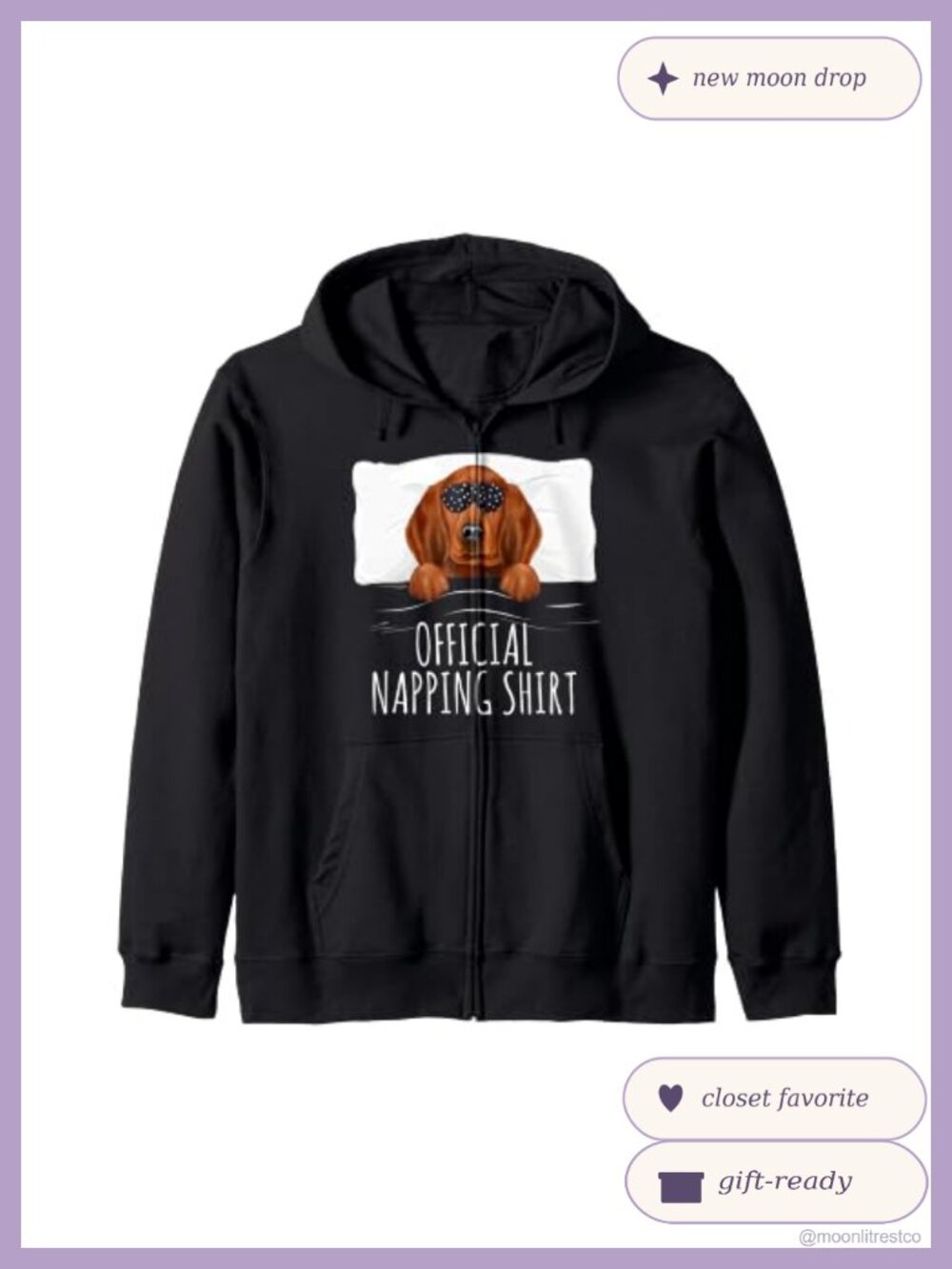 Redbone Coonhound Napping Zip Hoodie